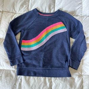 Cat & Jack girls 6 / 6x Navy Sweatshirt with Rainbow Stripes